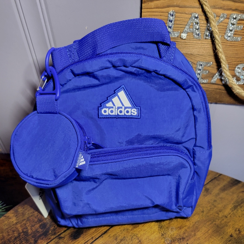 Adidas Must have Royal Blue mini Backpack w/keychain - Picture 1 of 12